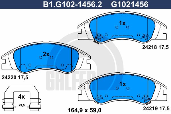 GALFER Bremžu uzliku kompl., Disku bremzes B1.G102-1456.2