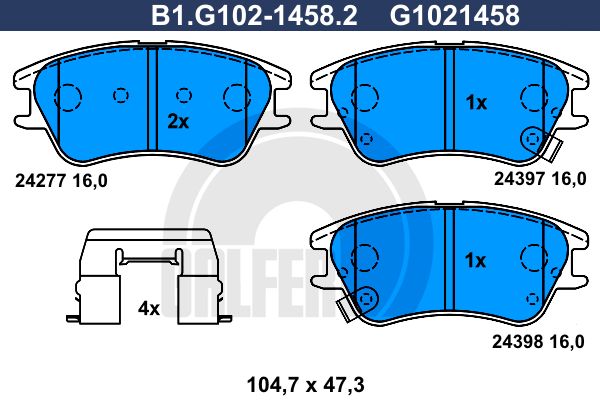 GALFER Комплект тормозных колодок, дисковый тормоз B1.G102-1458.2