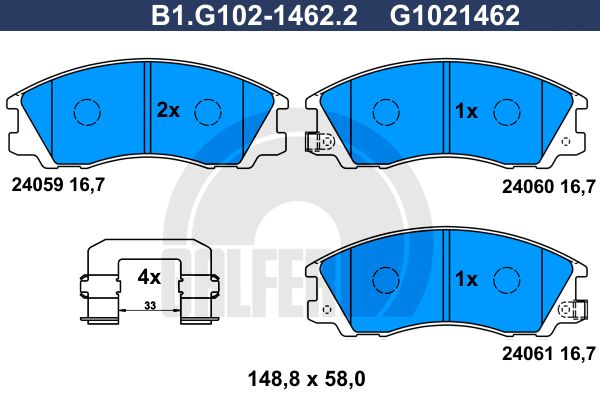 GALFER Комплект тормозных колодок, дисковый тормоз B1.G102-1462.2