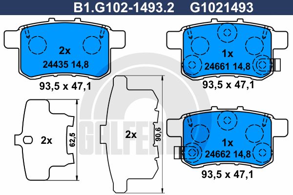 GALFER Комплект тормозных колодок, дисковый тормоз B1.G102-1493.2