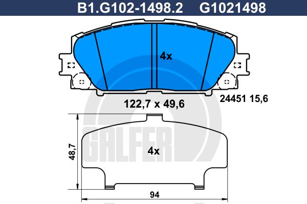 GALFER Комплект тормозных колодок, дисковый тормоз B1.G102-1498.2