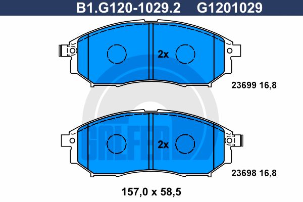 GALFER Bremžu uzliku kompl., Disku bremzes B1.G120-1029.2