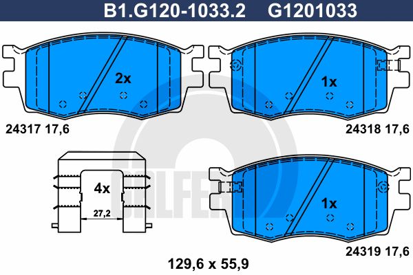 GALFER Комплект тормозных колодок, дисковый тормоз B1.G120-1033.2