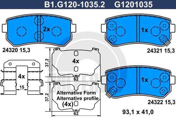 GALFER Комплект тормозных колодок, дисковый тормоз B1.G120-1035.2