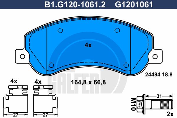 GALFER Комплект тормозных колодок, дисковый тормоз B1.G120-1061.2