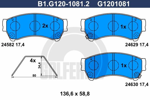 GALFER Комплект тормозных колодок, дисковый тормоз B1.G120-1081.2
