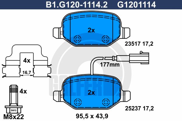GALFER Комплект тормозных колодок, дисковый тормоз B1.G120-1114.2
