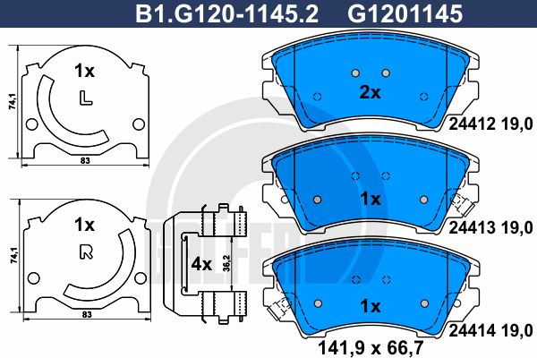 GALFER Комплект тормозных колодок, дисковый тормоз B1.G120-1145.2