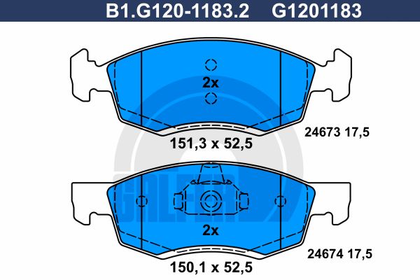 GALFER Комплект тормозных колодок, дисковый тормоз B1.G120-1183.2