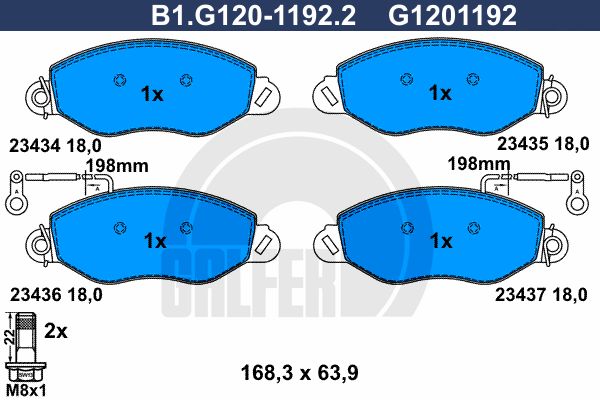 GALFER Комплект тормозных колодок, дисковый тормоз B1.G120-1192.2