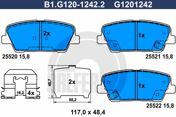 GALFER Комплект тормозных колодок, дисковый тормоз B1.G120-1242.2