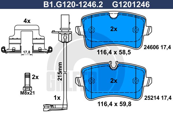 GALFER Комплект тормозных колодок, дисковый тормоз B1.G120-1246.2