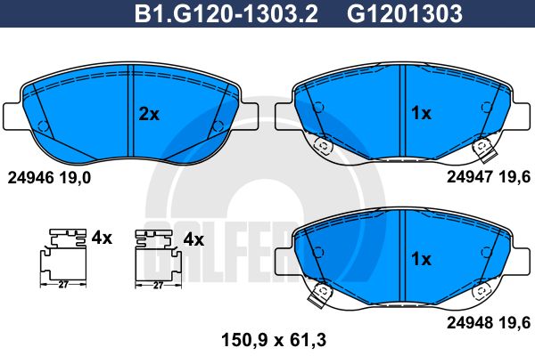GALFER Комплект тормозных колодок, дисковый тормоз B1.G120-1303.2