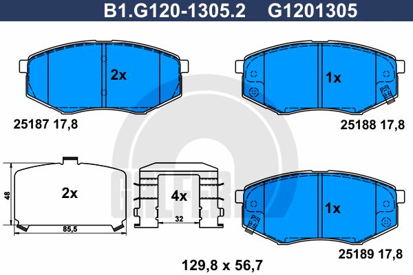 GALFER Комплект тормозных колодок, дисковый тормоз B1.G120-1305.2