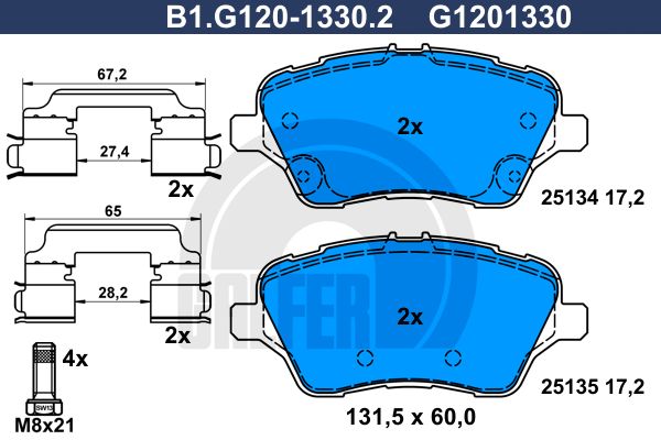 GALFER Комплект тормозных колодок, дисковый тормоз B1.G120-1330.2
