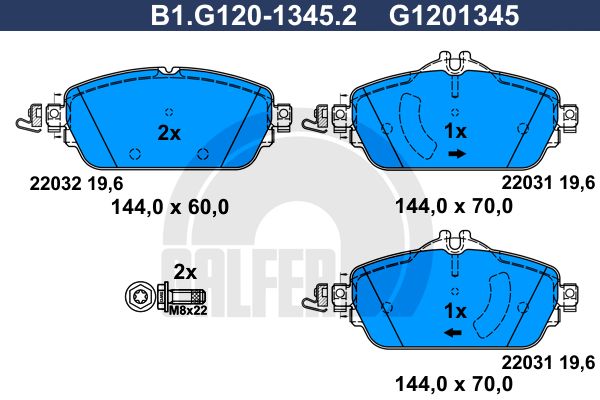 GALFER Bremžu uzliku kompl., Disku bremzes B1.G120-1345.2