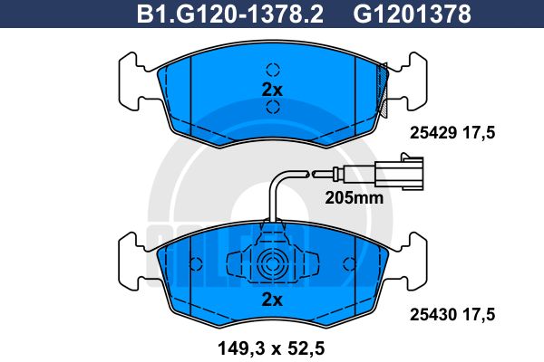 GALFER Комплект тормозных колодок, дисковый тормоз B1.G120-1378.2