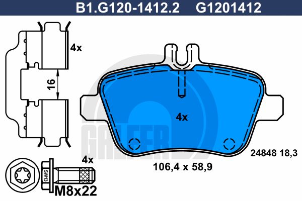 GALFER Комплект тормозных колодок, дисковый тормоз B1.G120-1412.2