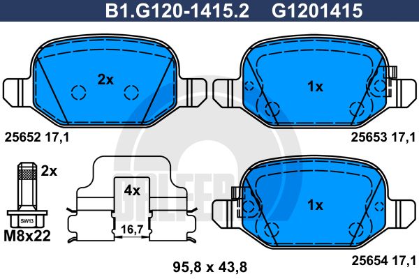 GALFER Комплект тормозных колодок, дисковый тормоз B1.G120-1415.2