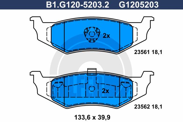 GALFER Комплект тормозных колодок, дисковый тормоз B1.G120-5203.2