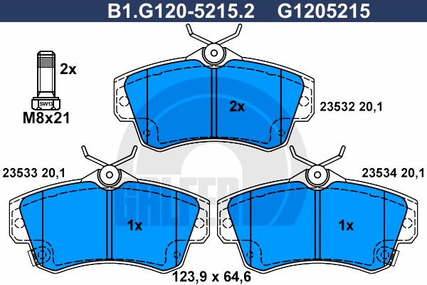 GALFER Bremžu uzliku kompl., Disku bremzes B1.G120-5215.2