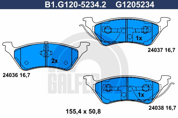GALFER Комплект тормозных колодок, дисковый тормоз B1.G120-5234.2