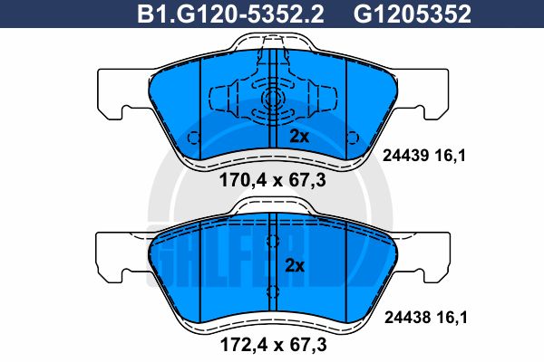 GALFER Комплект тормозных колодок, дисковый тормоз B1.G120-5352.2