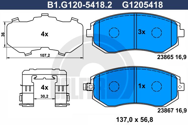 GALFER Комплект тормозных колодок, дисковый тормоз B1.G120-5418.2