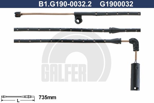 GALFER Сигнализатор, износ тормозных колодок B1.G190-0032.2