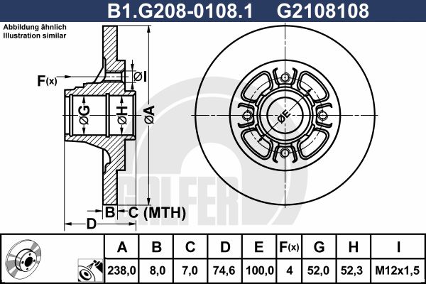 GALFER Тормозной диск B1.G208-0108.1