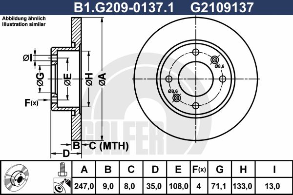 GALFER Тормозной диск B1.G209-0137.1