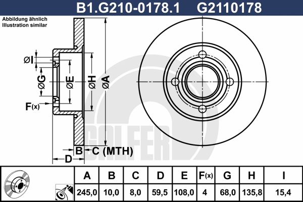 GALFER Тормозной диск B1.G210-0178.1