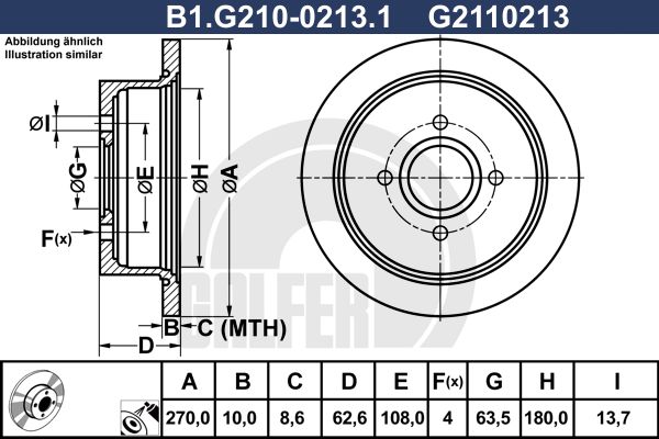 GALFER Тормозной диск B1.G210-0213.1