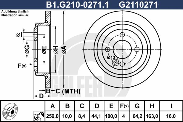 GALFER Тормозной диск B1.G210-0271.1
