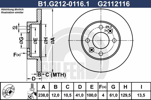 GALFER Тормозной диск B1.G212-0116.1