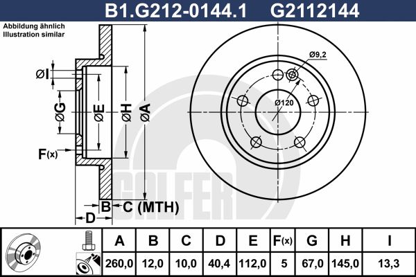 GALFER Bremžu diski B1.G212-0144.1
