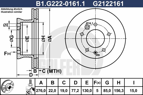 GALFER Bremžu diski B1.G222-0161.1