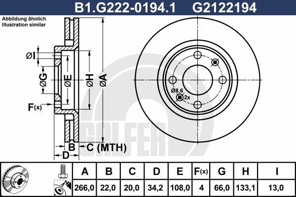 GALFER Bremžu diski B1.G222-0194.1