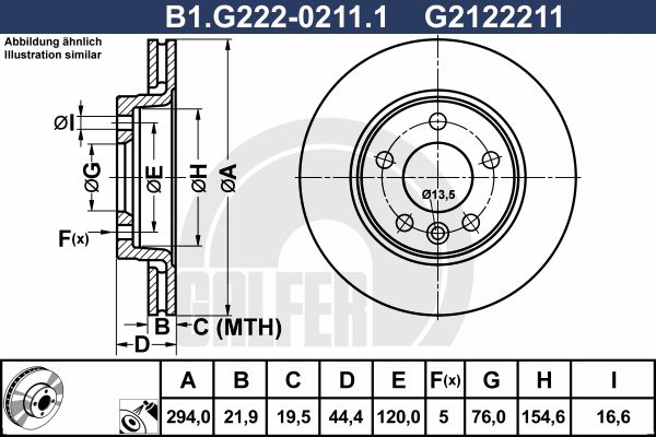 GALFER Bremžu diski B1.G222-0211.1