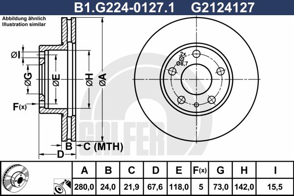 GALFER Тормозной диск B1.G224-0127.1