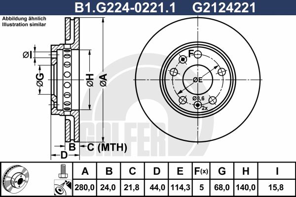 GALFER Тормозной диск B1.G224-0221.1