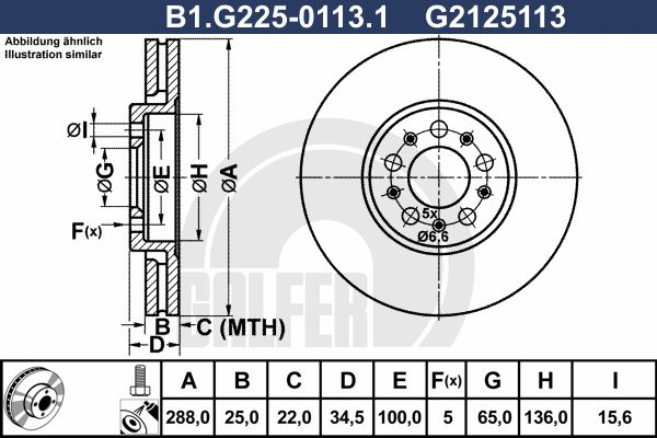GALFER Bremžu diski B1.G225-0113.1
