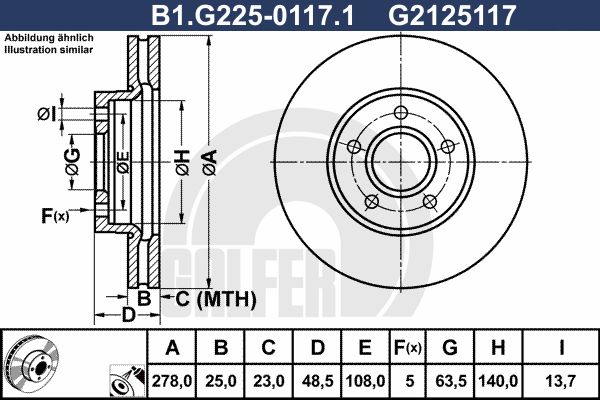 GALFER Bremžu diski B1.G225-0117.1
