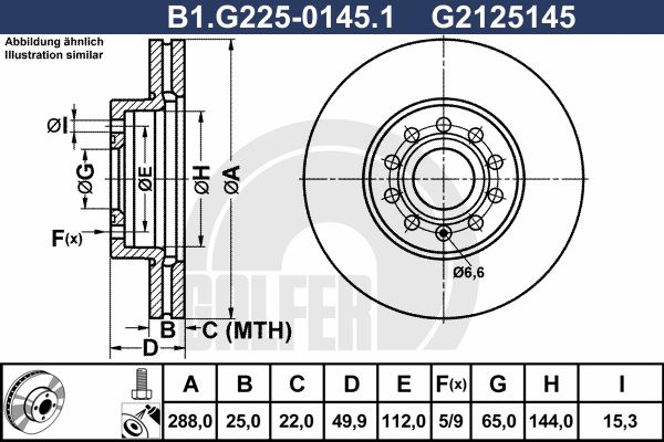 GALFER Тормозной диск B1.G225-0145.1