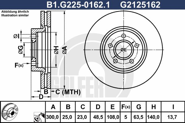 GALFER Тормозной диск B1.G225-0162.1