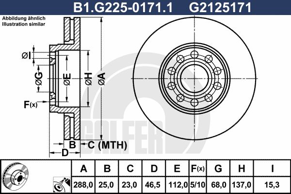 GALFER Тормозной диск B1.G225-0171.1