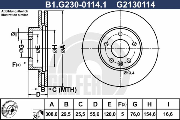 GALFER Тормозной диск B1.G230-0114.1