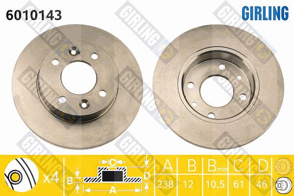 GIRLING Тормозной диск 6010143