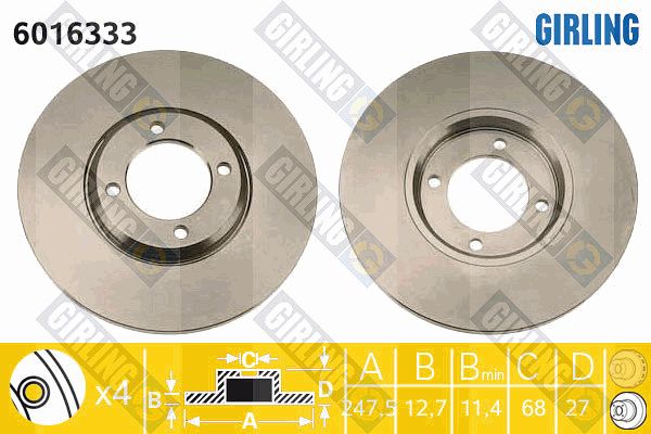 GIRLING Тормозной диск 6016333