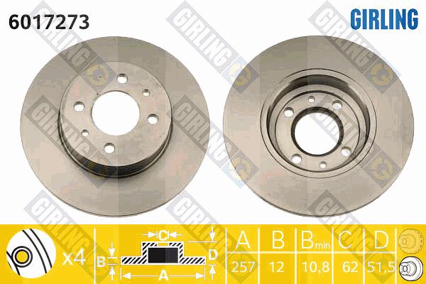 GIRLING Тормозной диск 6017273